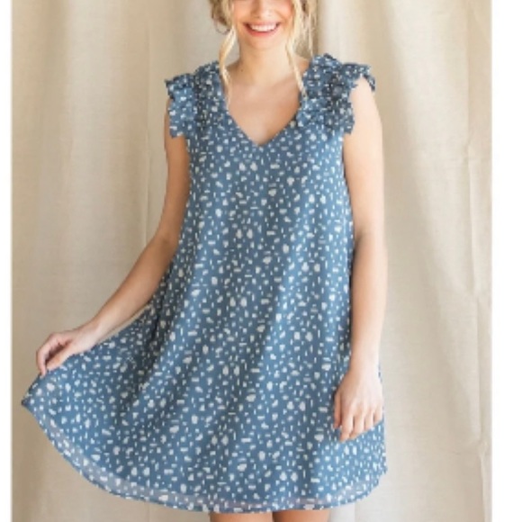 Jodifl Spotted Ruffle shoulder mini dress - Picture 1 of 4